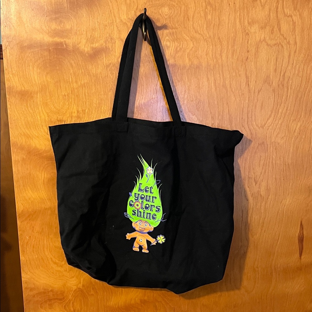 Black Graphic Tote Bag with 'Let Your Colors Shine' Design